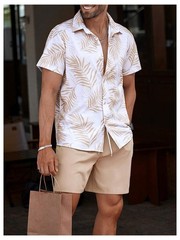 Men’s Hawaiian Matching Set Summer Beach 2 Piece Outfits Tropical print Shirt…