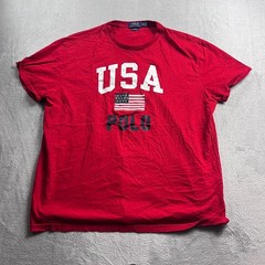 Polo Ralph Lauren Mens XL Red USA American Flag Graphic T-Shirt Classic Fit