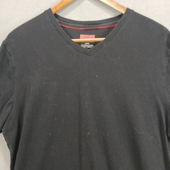 Alfani T Shirt Mens Large Black Cotton Stretch Slim Fit V Neck Short Sleeve