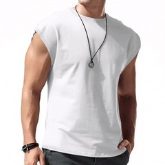 Men’s Loose Short Sleeve T-Shirt round Neck Sleeveless Casual Breathable Summer