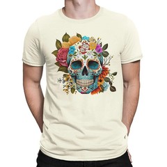 Vibrant Sugar Skull Floral Day of the Dead T-Shirt
