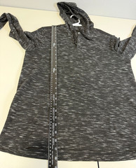 Rock & Republic Men Pullover Hooded Henley Long Sleeve Shirt Black/Grey Marled L