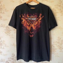 Y2K Harley-Davidson Flaming Wolf Tee | Joplin Missouri | Size L