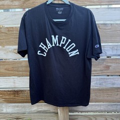 Champion Classic Jersey Script T-Shirt Size L Sport Tee Black
