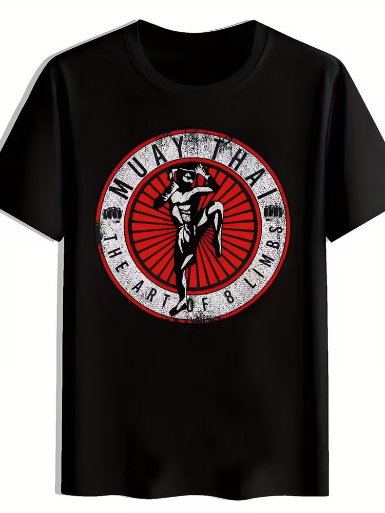 Muay Thai Graphic T-Shirt] Lightweight Breathable Polyester Men’s Muay Thai Grap
