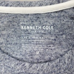 Kenneth Cole The Linen Knit Crew Neck Shirt S/S Lightweight Stretch Navy