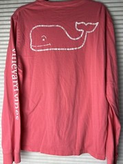 Vineyard Vines Pink Long Sleeve Whale Logo T-Shirt with Pocket Men’s Size Small