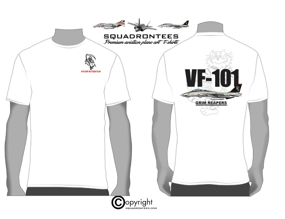 VF-101 Grim Reapers F-14 Tomcat Squadron T-Shirt D2 – USN Licensed Product