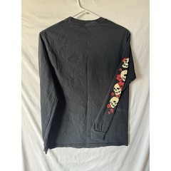 Riot Society Black Graphic T-shirt Long Sleeves Size Small Skulls Flowers
