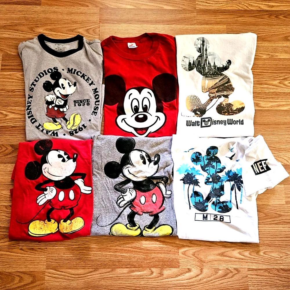 Disney Mickey Mouse Adult 6 T Shirt Bundle Various Sizes Modern Vintage M – 3XL