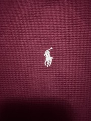Polo Ralph Lauren Mens Large Shirt Waffle Knit Thermal T Maroon L/S Pull on Logo