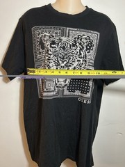 GUESS Men’s Black Tiger Graphic Logo Tee Crew Neck Short Sleeve Cotton L
