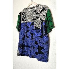 Versace Shirt Mens Medium Black Purple Green Baroque Printed Cotton Pocket Tee