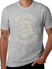 No Kings In America Skull Crown Knife T Shirt Patriotic Freedom Graphic Tee