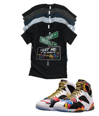 Custom Printed Shirt to Match Jordan 7 Retro Miro Trap Hustle Custom Sneaker Tee