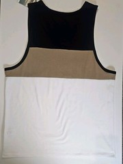 NEW Free Planet Mens Tank Top XL Navy Tan White Colorblock Summer Athleisure