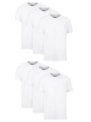6 Pack Mens 100% Cotton Moisture-Wicking Crew Tee Undershirts,Large White