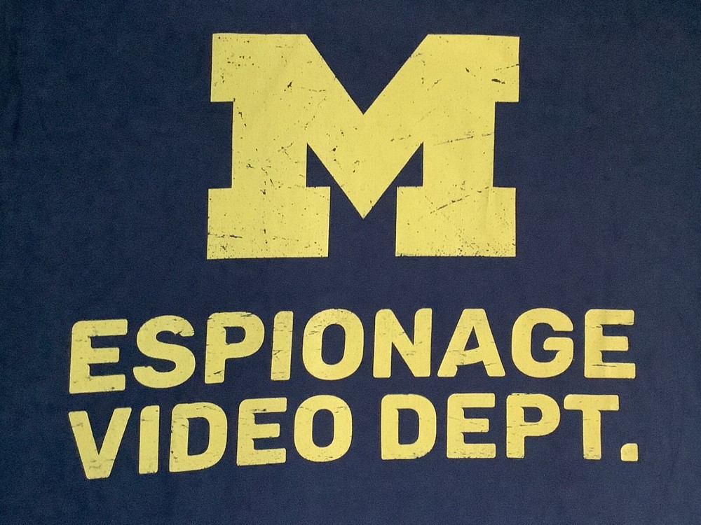 Michigan Espionage Video Dept Michigan navy t shirt sz L large NWT