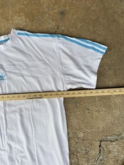 Adidas Originals Trefoil Shirt XL White Baby Blue 3 Stripes Regular Fit Sport