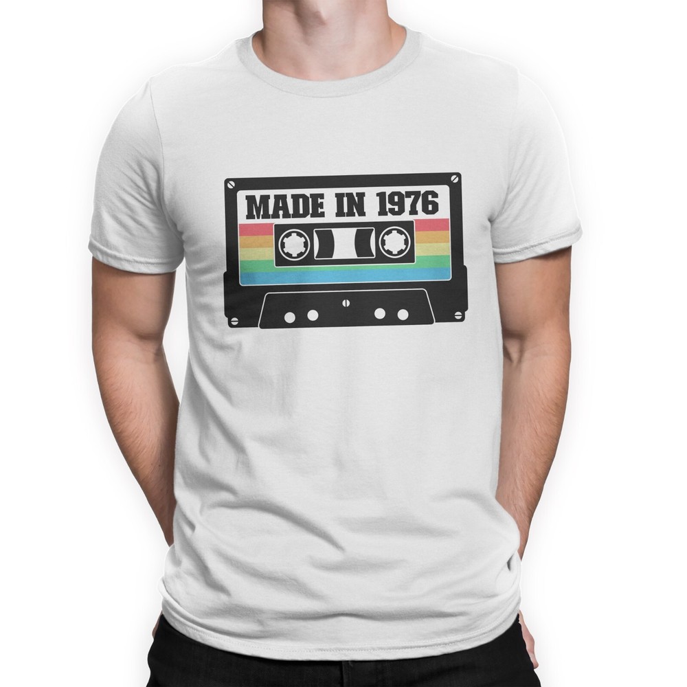 47th Birthday T-Shirt Made In 1976 Retro Funny Gift For Him Tape Mens Top Tee