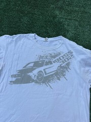 Ford Mustang Boss 302 White T-Shirt XL Promo Tee Muscle Car Graphic Tee Flaw