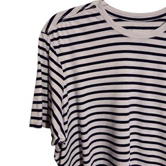 Pact Mens Large Blue White Stripe Ringer Tee T-Shirt Short Sleeve Organic Cotton
