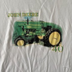 John Deere Tractor Model 40 Graphic T-Shirt White Hanes Heavyweight Mens Large