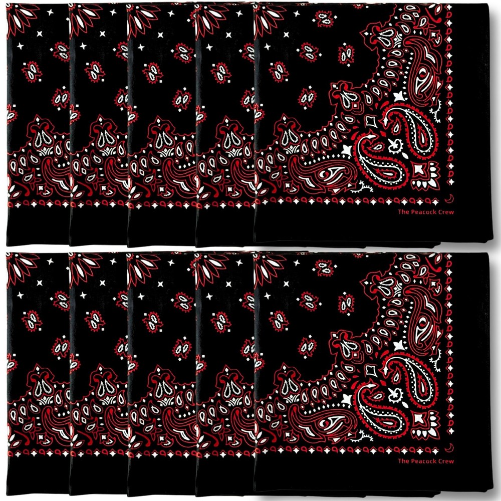 Premium Soft Cotton Bandanas Pack Men Women Paisley Fits 22×22 Inch