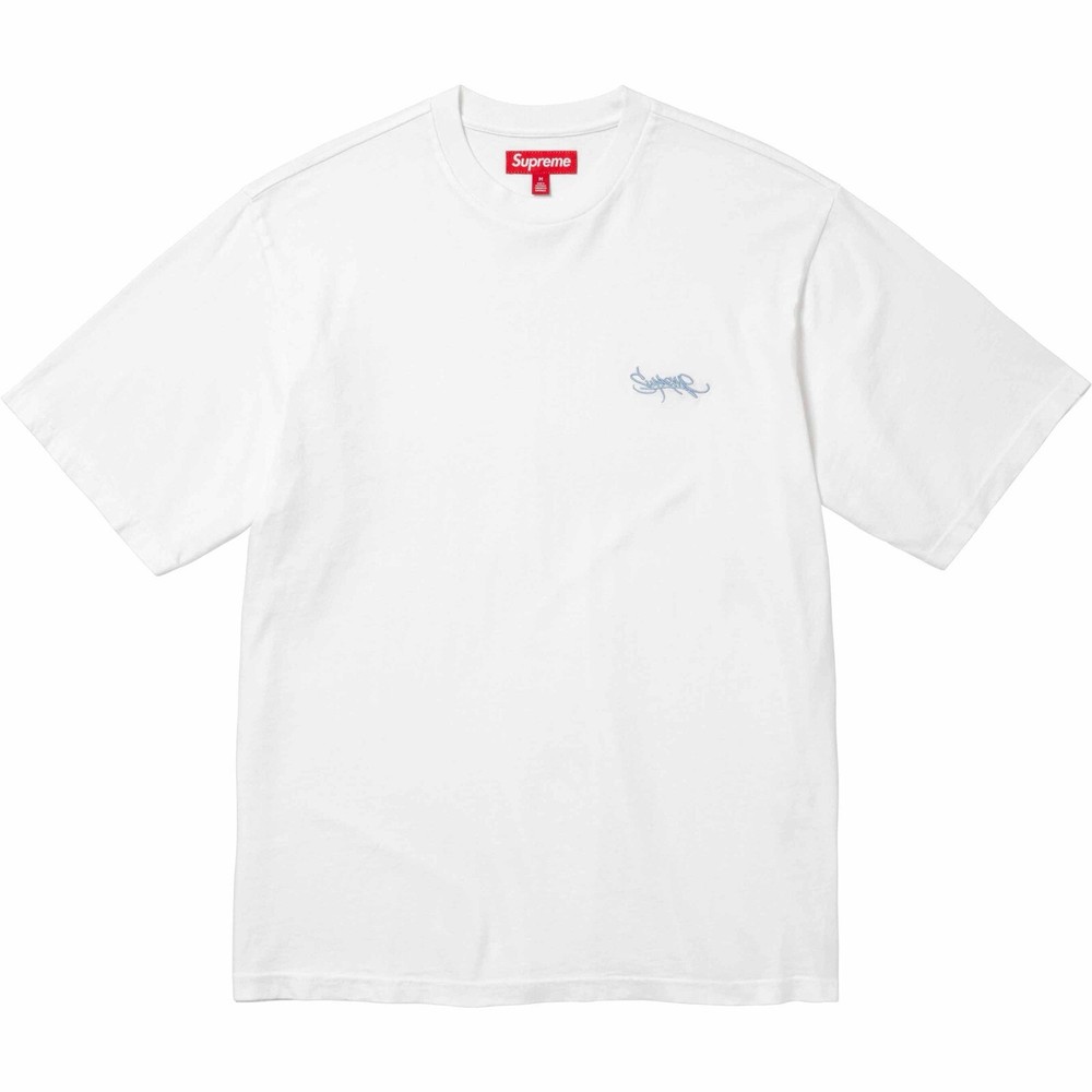 Supreme Washed Tag S/S Top White Tee SS24 T-Shirt Embroidered Logo XL