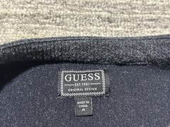GUESS T Shirt Mens Medium Thermal Henley Solid Gray Cotton Poly Blend Waffle
