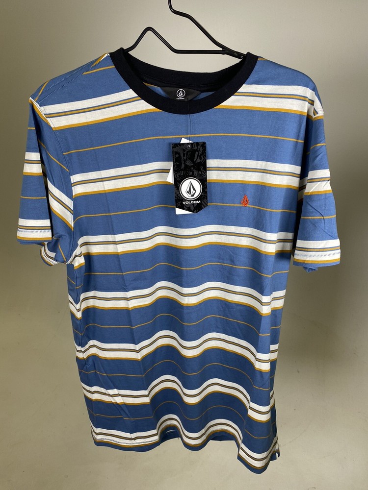 Volcom Thorne T-Shirt Men’s Blue Striped Sizes SMALL, LARGE Available – NEW!