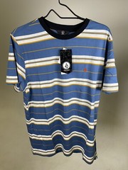 Volcom Thorne T-Shirt Men’s Blue Striped Sizes SMALL, LARGE Available – NEW!