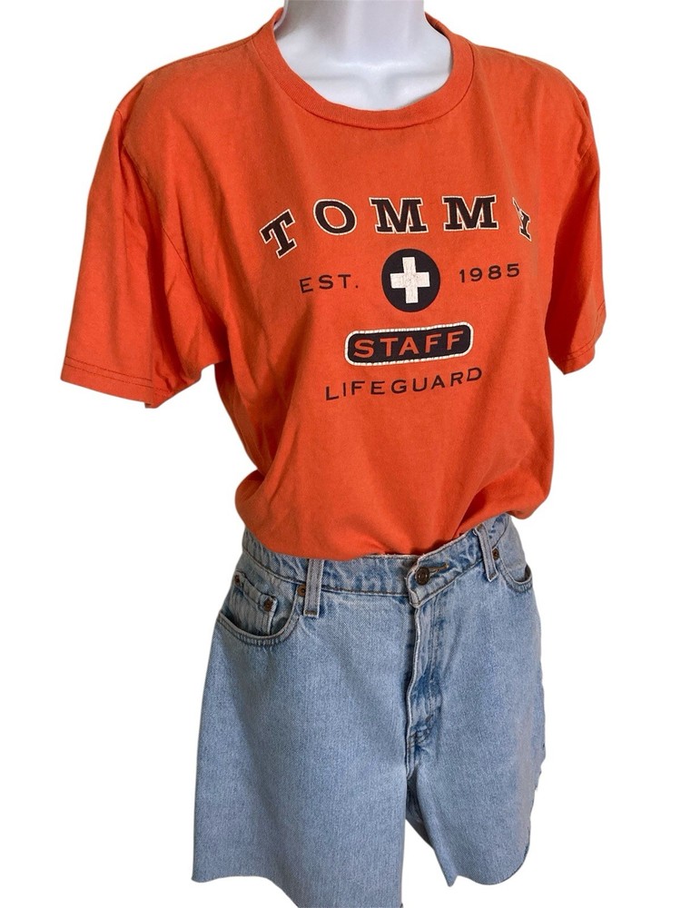 Vintage Y2k Tommy Hilfiger Tommy Lifeguard Beach 90s Summer Orange T Shirt