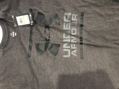 Under Armour Men’s T-shirt heather gray, with black logo. NEW WITH TAGS! size M
