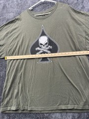 Vintage Rothco T Shirt Mens 3XL Olive Green Skull Crossbones Black Ink Design