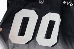 NOS Vtg Streetwear Mens Large Striped New York Hip Hop Spell Out Football Jersey