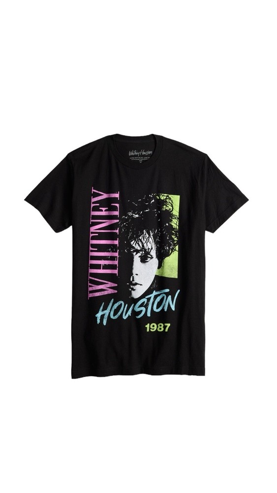 Mens Black Classic Photo Whitney Houston 90s POP Music Singer Shirt Medium