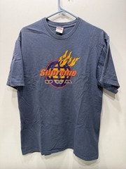Supreme FW17 Flames Blue T-Shirt Size Medium Distressed Faded See Pics