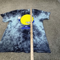 ALAB Shirt Mens L Blue Smiley Face Tie Dye Graphic Crew Neck Cotton Tagless