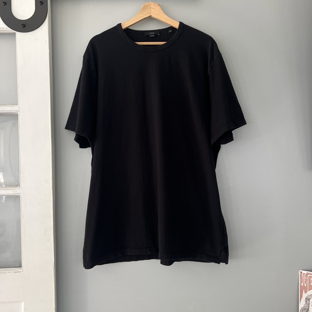 Vince Men’s 2XL 100% Cotton Crewneck Black USA Made Classic Basic T-Shirt