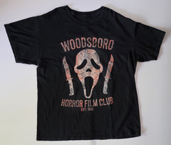 Scream Woodsboro Horror Film Club Men’s L Black T-Shirt Ghostface Faded Vintage
