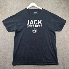 Jack Daniels Mens Shirt Large Black Cotton Jack Lives Here Old No 7 Whiskey Tee