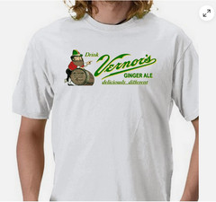 Vernors T-shirt. Detroit Ginger Ale Gray, White.Sardines 100% cotton, Tshirt Men