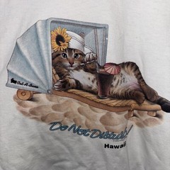 Vintage Cat T-Shirt W’s Large Hawaii 90s Do Not Disturb Wild Side Rare
