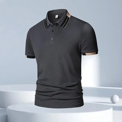 New Men’s Business Casual Short Sleeved Shirt Solid Color Polo Shirt Fashionable