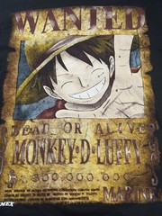 One Piece Monkey D. Luffy Graphic T-Shirt Wanted Poster Tee Size M