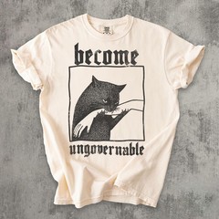 Become Ungovernable Cat Biting Hand Funny Graphic T-Shirt Unisex