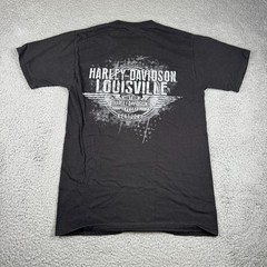 Harley Davidson Biker Motorcycle Mens Medium Tall Double Sided T Shirt Black