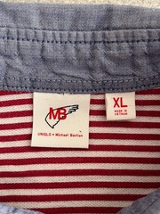 Uniqlo x Michael Bastian Polo Shirt Mens XL Red Striped Chambray Button Down