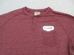 Hudson Barrow Shirt Mens 3X Red Heather Henley Neck Pocket Tee Adult 3XL